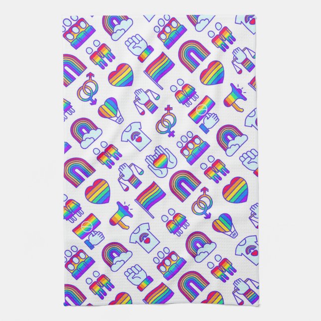 Colorful Rainbow Icon Patterns Kitchen Towel (Vertical)