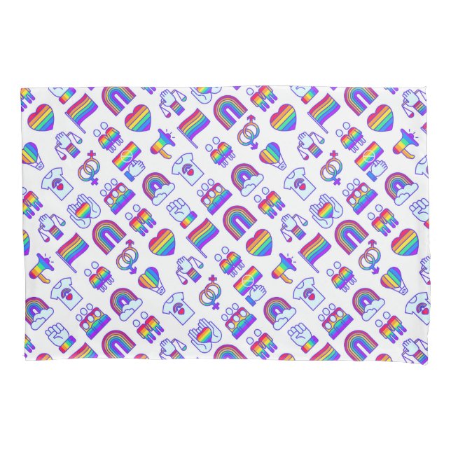 Colorful Rainbow Icon Patterns Pillowcase (Front-Left)