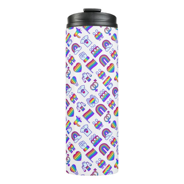 Colorful Rainbow Icon Patterns Thermal Tumbler (Front)
