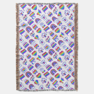 Colorful Rainbow Icon Patterns Throw Blanket