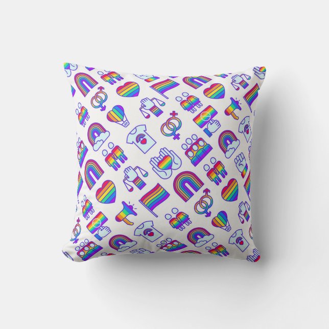 Colorful Rainbow Icon Patterns Throw Pillow (Front)