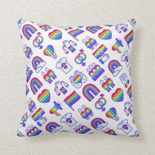 Colorful Rainbow Icon Patterns Throw Pillow