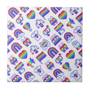 Colorful Rainbow Icon Patterns Tile