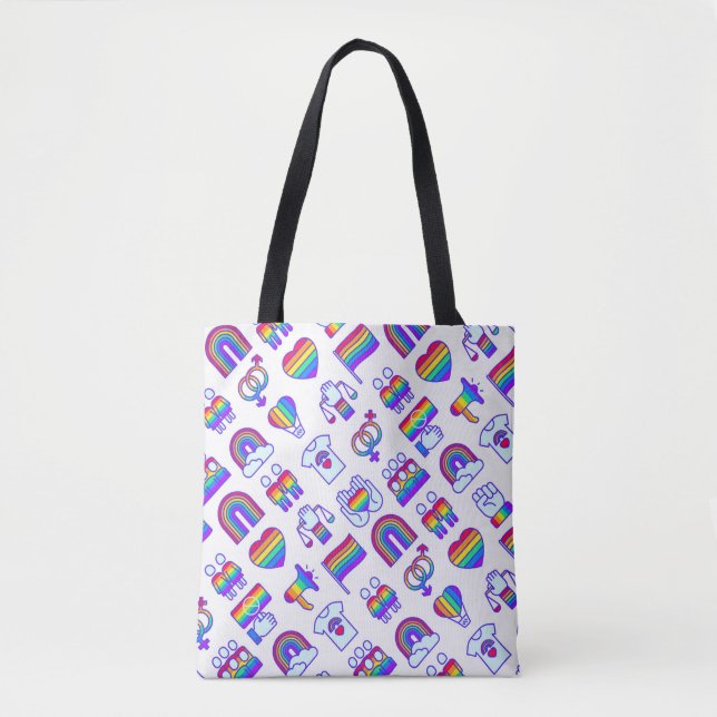 Colorful Rainbow Icon Patterns Tote Bag (Front)
