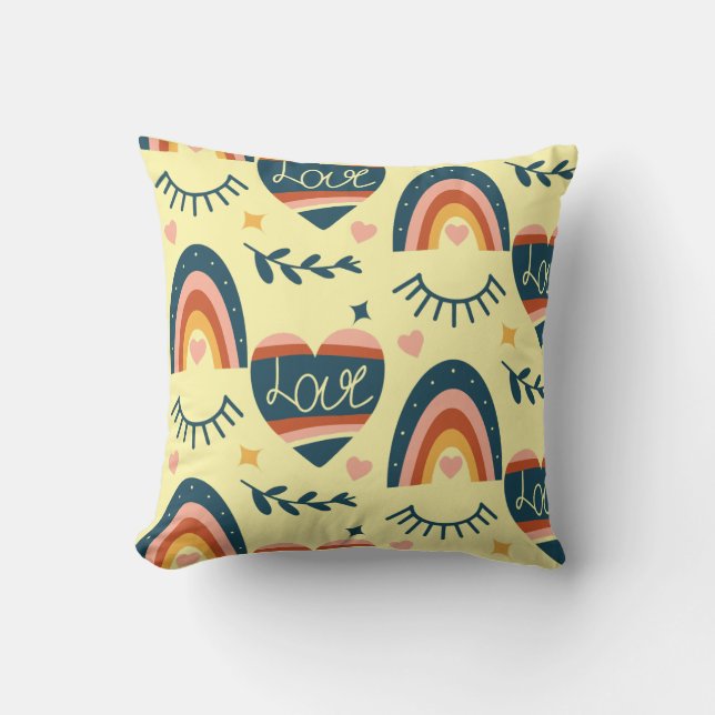 Colorful Rainbow Love  Throw Pillow (Front)