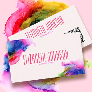 Colorful Rainbow Modern Elegant Abstract QR Code Business Card