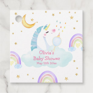 Colorful Rainbow Moon Star Unicorn Baby Shower Favour Tags