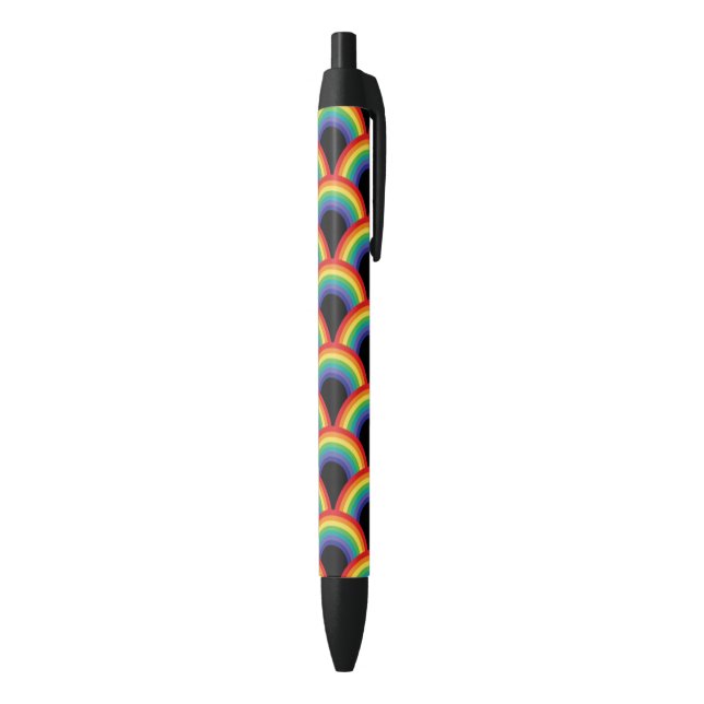 Colorful Rainbow Pattern Black Ink Pen (Bottom (Vertical))