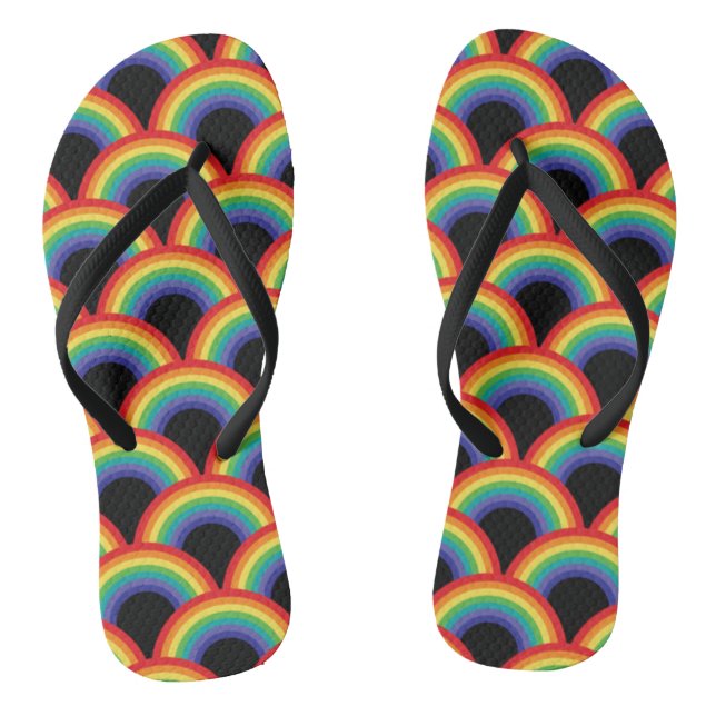 Colorful Rainbow Pattern Flip Flops (Footbed)