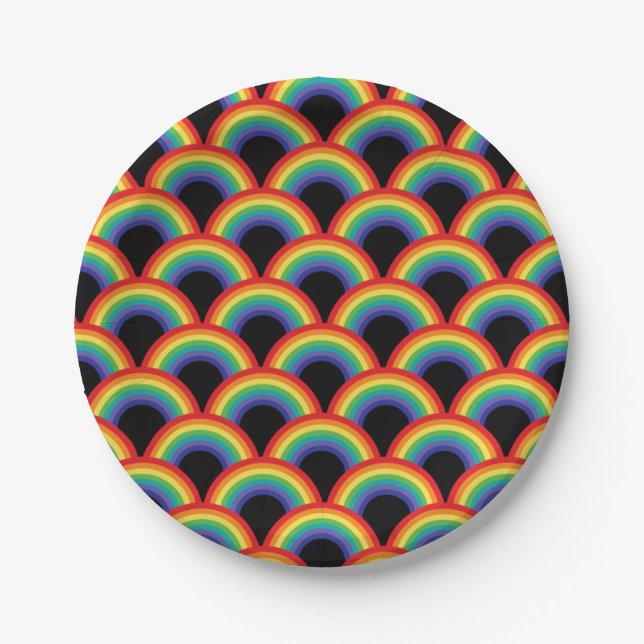 Colorful Rainbow Pattern Paper Plate (Front)