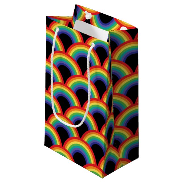 Colorful Rainbow Pattern Small Gift Bag (Front Angled)