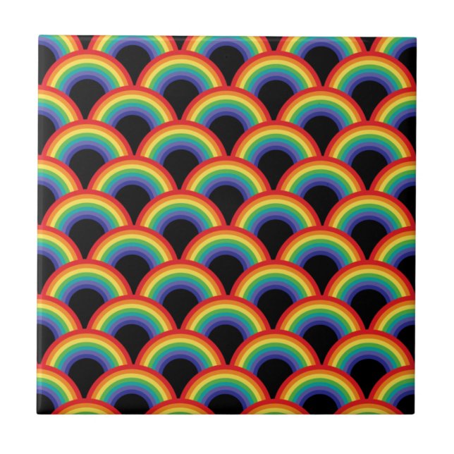 Colorful Rainbow Pattern Tile (Front)