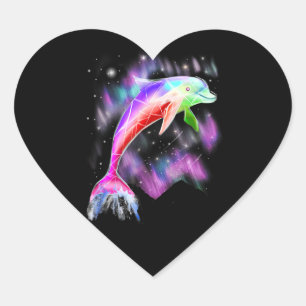 colorful rainbow pink dolphin ocean galaxy space . heart sticker