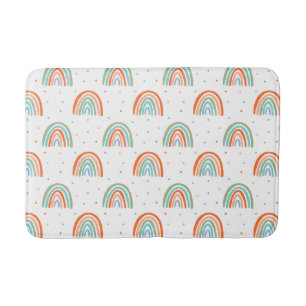 Colorful Rainbow Polka Dot Pattern Bath Mat