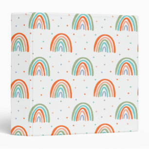 Colorful Rainbow Polka Dot Pattern Binder