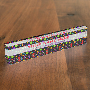 Colorful Rainbow Polka Dots Nameplate
