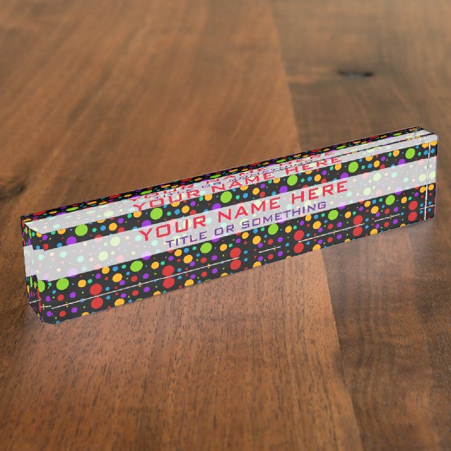 Colorful Rainbow Polka Dots Nameplate (Side)