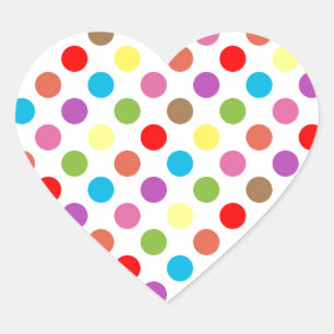 Colorful rainbow polka dots pattern heart sticker