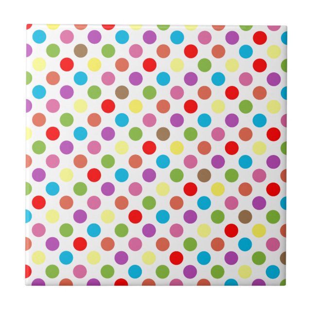 Colorful rainbow polka dots pattern tile (Front)