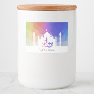 Colorful Rainbow Polygonal Eid Mosque - Food Label