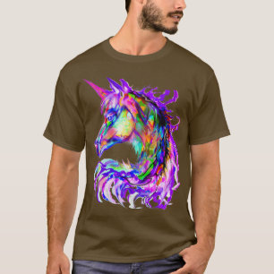 Colorful Rainbow Psychedelic Unicorn Horse Head T-Shirt