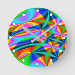 Colorful Rainbow Quilt Round Clock