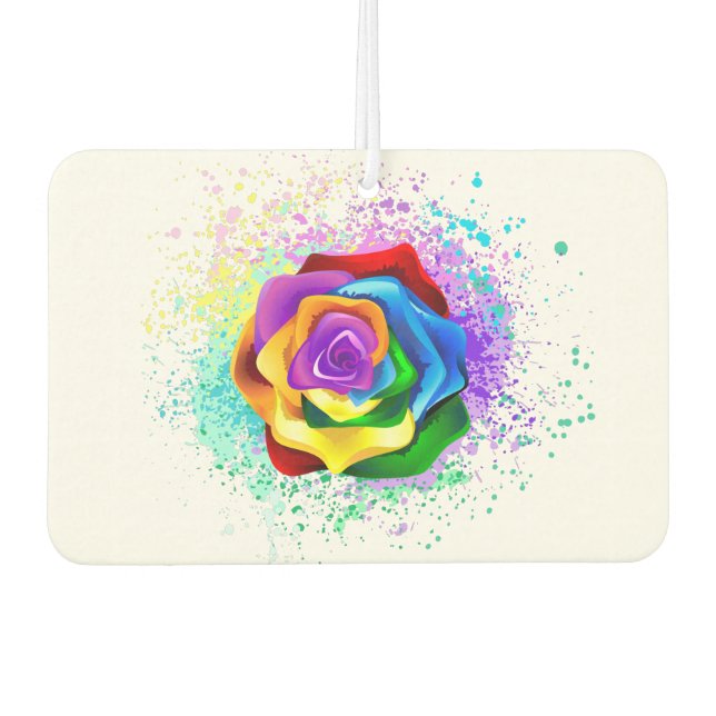 Colorful Rainbow Rose Air Freshener (Front)