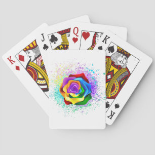 Colorful Rainbow Rose Playing Cards