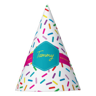 Colorful Rainbow Sprinkles Birthday Party Hat
