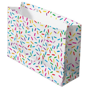 Colorful Rainbow Sprinkles Pattern Large Gift Bag