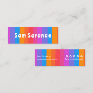 Colorful Rainbow Stripes Minimalist Cool  Retro  Mini Business Card
