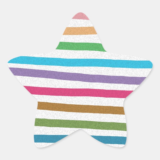 Colorful rainbow stripes pattern star sticker (Front)