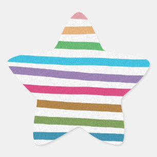 Colorful rainbow stripes pattern star sticker