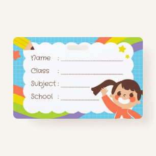Colorful Rainbow Student Name Tag Badge 