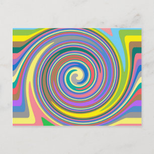 Colorful rainbow swirl pattern postcard