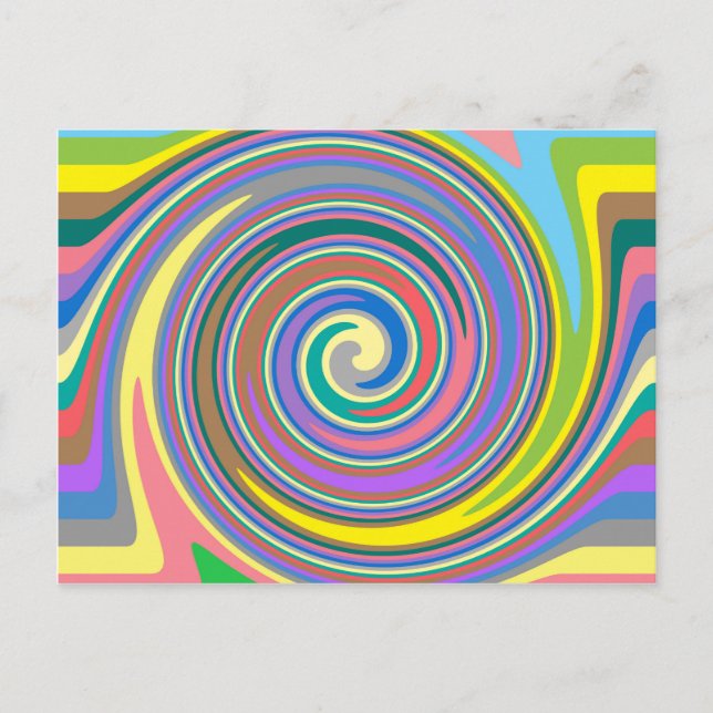 Colorful rainbow swirl pattern postcard (Front)
