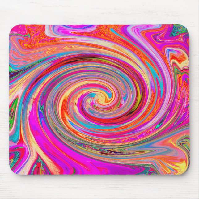 Colorful Rainbow Swirl Retro Abstract Design Mouse Pad (Front)