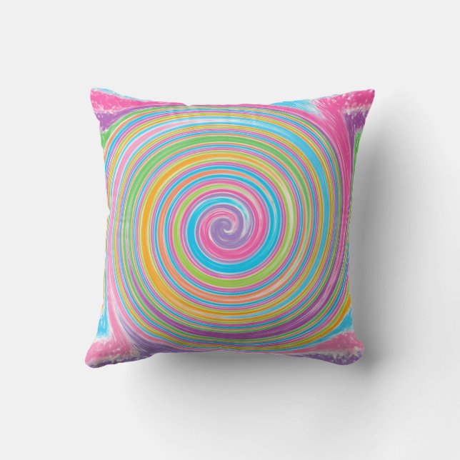 Colorful rainbow swirl      throw pillow (Back)