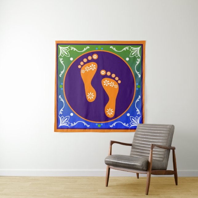 Colorful Rangoli With Footprint Tapestry (In Situ)
