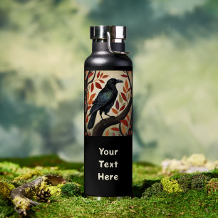 Colorful Raven Perched in a Tree Water Bottle