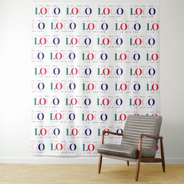 Colorful Rectangle Logo Pattern Repeating Business Tapestry (In Situ)