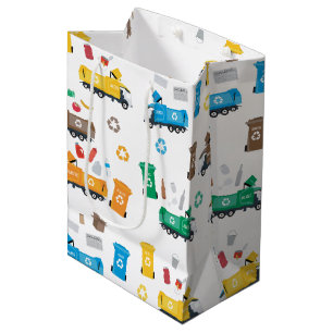 Colorful Recycling Garbage Trucks & Bins Medium Gift Bag