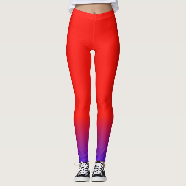 Colorful Red And Bluo Leggings  (Front)