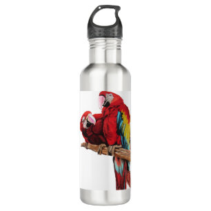 Colorful Red Macaw Watercolor Painting Design 710 Ml Water Bottle
