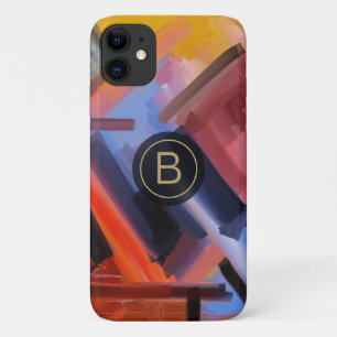 Colorful Red Orange Black Pink Blue Abstract Art iPhone 11 Case