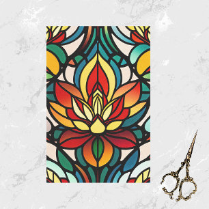 Colorful Red Water Lily Stained Glass Tissue Paper