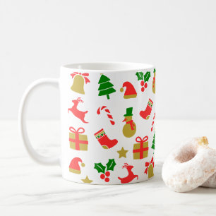 Colorful Reindeer Christmas Tree Festive Holiday Coffee Mug