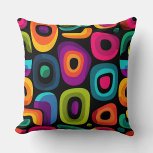 Colorful Retro Abstract Geometric Pattern Throw Pi Pillow