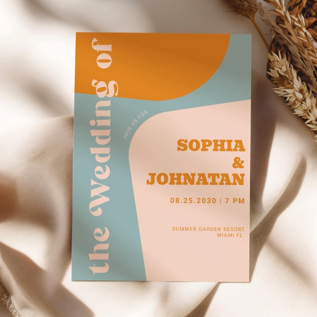Colorful retro bold typography wedding invitation (Creator Uploaded)