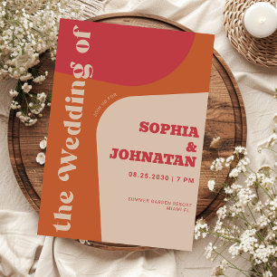 Colorful retro bold typography wedding invitation